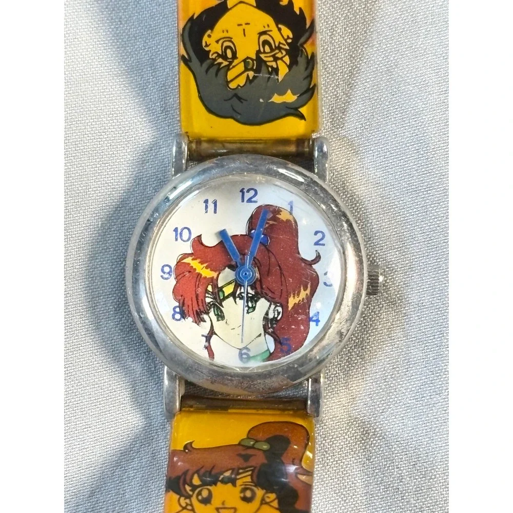 Vintage 90s Willis Sailor Jupiter sailor moon  Anime Watch Yellow Jelly Strap